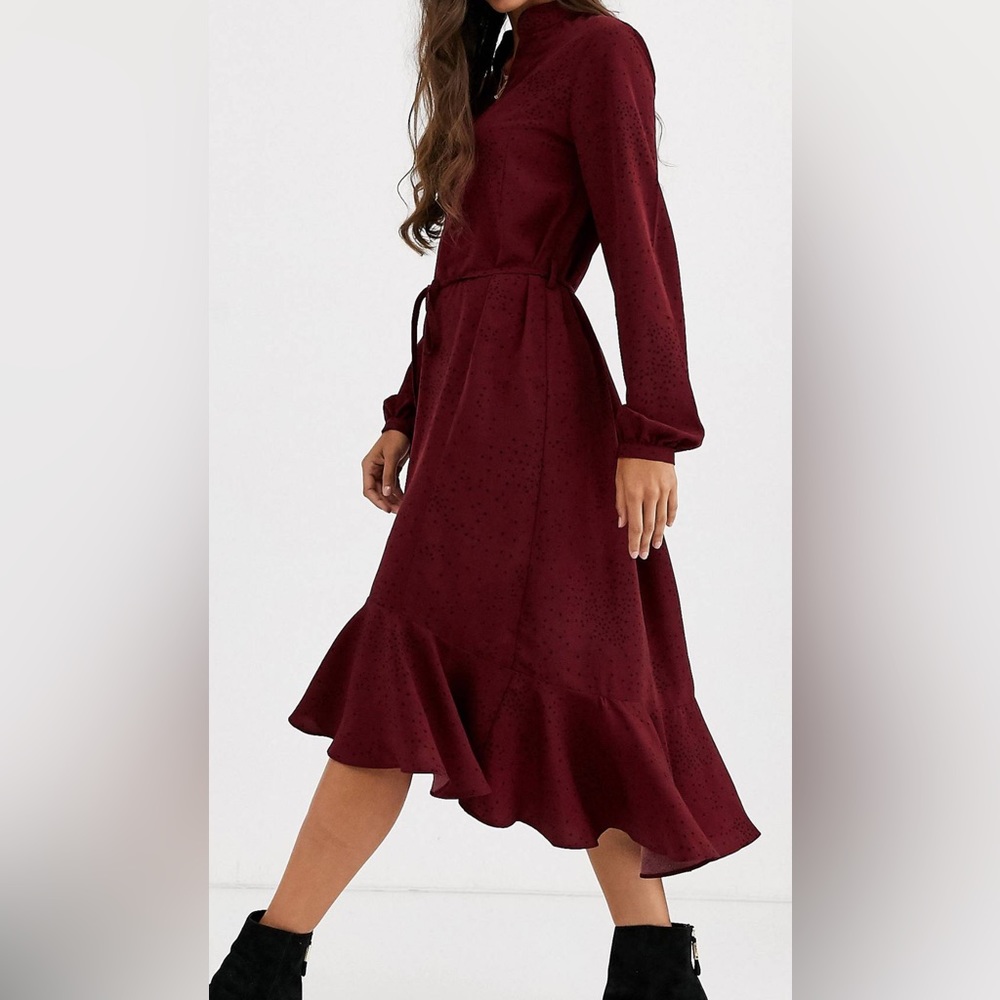 Printed Tie-Waist Shirt Dress - Midi Length